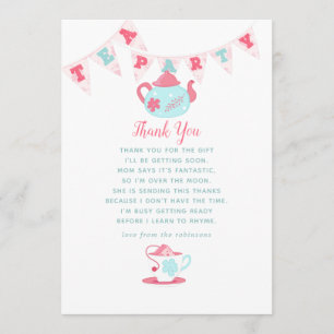 Cartão De Agradecimento Chá de Bebê Shabby-Chic Festa do Chá Obrigado