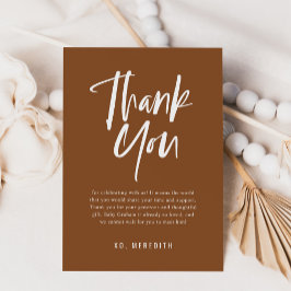 Cartão De Agradecimento Chá de Bebê Simples Caligrafia Sem Gênero