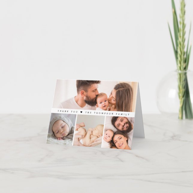 Cartão De Agradecimento Chá de Bebê Simples Multi Fotos (Frente)