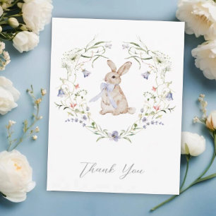 Cartão De Agradecimento Chá de Bebê Sweet Meadow Bunny & Wildflowers  