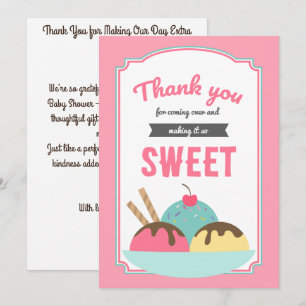 Cartão De Agradecimento Chá de Bebê Sweet Scoop
