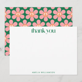 Cartão De Agradecimento Chá de Bebê Verde Floral Colorido da Paz Personali