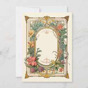Cartão De Agradecimento Chá de Bebê Vintage Floral Art Nouveau