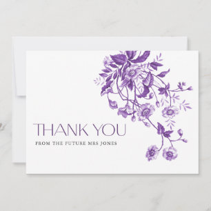 Cartão De Agradecimento Chá de Bebê Vintage Francês Toile Roxo Floral