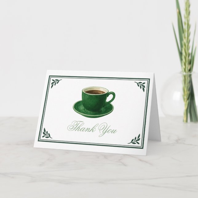 Cartão De Agradecimento Chá de Bebê Xícara de Café Verde (Frente)