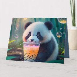 Cartão De Agradecimento Chá de bolha de bebendo de Panda, chá de boba