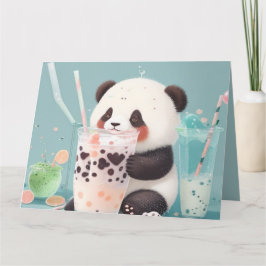 Cartão De Agradecimento Chá de bolha de bebendo de Panda, chá de boba