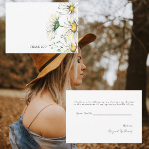 Cartão De Agradecimento Chá de casamento de Daisie Watercolor Obrigado