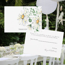 Cartão De Agradecimento Chá de casamento White Daisies - Obrigado