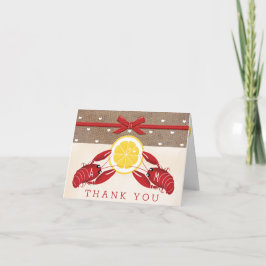 Cartão De Agradecimento Chá de Cozinha de Lagostim com Monograma de Casame