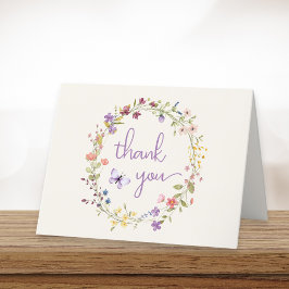 Cartão De Agradecimento Chá de Creme de Cama de Flores Selvagens
