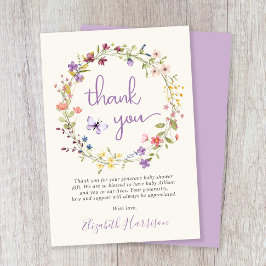 Cartão De Agradecimento Chá de Creme de Cama de Flores Selvagens