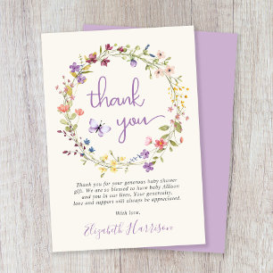 Cartão De Agradecimento Chá de Creme de Cama de Flores Selvagens