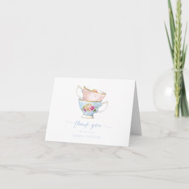 Cartão De Agradecimento Chá de Flores Elegantes Brunch de Noiva  (Frente)