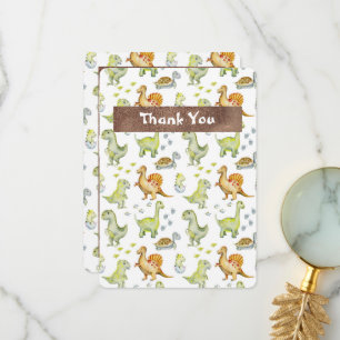 Cartão De Agradecimento Chá de fraldas Adorável Dinassauro Animal Cinto