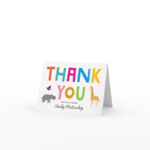 Chá de fraldas Africano de Animais Obrigado Nota