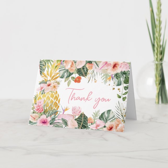 Cartão De Agradecimento Chá de fraldas Aloha Pineapple (Frente)