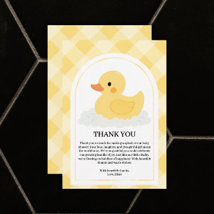 Cartão De Agradecimento Chá de fraldas Amarelo Moderno de Borracha Ducky
