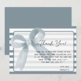 Cartão De Agradecimento Chá de fraldas Arco Azul com Cor de Água Gelada