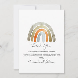 Cartão De Agradecimento Chá de fraldas Arco-Íris Boho