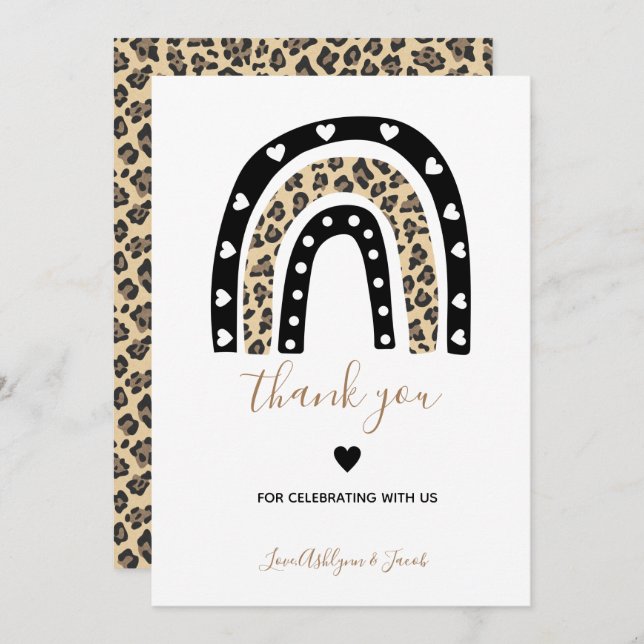 Cartão De Agradecimento Chá de fraldas Arco-Íris Leopardo Impresso Animal (Frente/Verso)