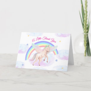Cartão De Agradecimento Chá de fraldas Arco-Íris Unicorn do Pastel Fairyta