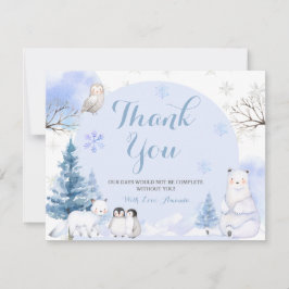 Cartão De Agradecimento CHÁ DE FRALDAS ARCTIC ANIMAL Snowflakes