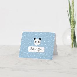 Cartão De Agradecimento Chá de fraldas azul das bolinhas da panda VAZIA de