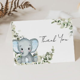 Cartão De Agradecimento Chá de fraldas Azul Elefante Boy