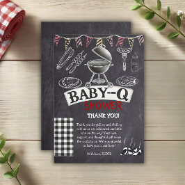 Cartão De Agradecimento Chá de fraldas Baby-Q Grill Chalkboard