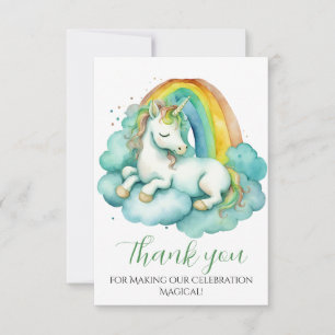 Cartão De Agradecimento Chá de fraldas Baby Unicorn Obrigado