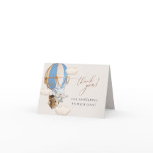 Chá de fraldas Balão de Elefante Azul Obrigado