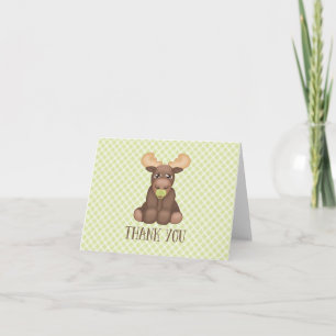 Cartão De Agradecimento Chá de fraldas Bebê Moose Obrigado
