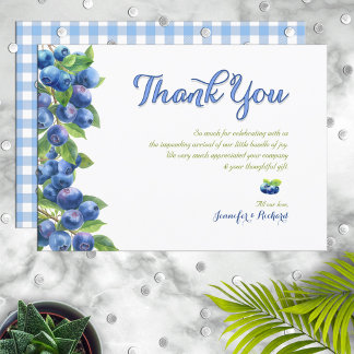 Cartão De Agradecimento Chá de fraldas Berry Sweet Blueberry Obrigado