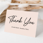 Cartão De Agradecimento Chá de fraldas Blush de Script Bold Moderno<br><div class="desc">Cartões de agradecimentos simples com "Obrigado" exibido na parte frontal em um script preto em negrito com um fundo embutido. Personalize a frente do cartão com seu nome ou texto personalizado. O dentro do cartões de agradecimentos de pincelada exibe a mensagem e os nomes personalizados.</div>