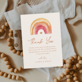 Cartão De Agradecimento Chá de fraldas Boho Rainbow Terracotta