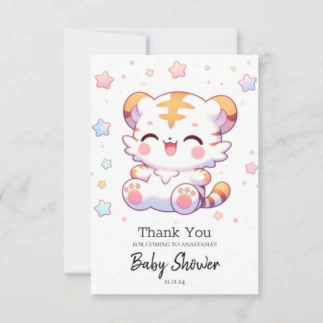 Cartão De Agradecimento Chá de fraldas Boho Tiger (Frente)