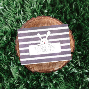 Cartão De Agradecimento chá de fraldas Bola Branca Roxo