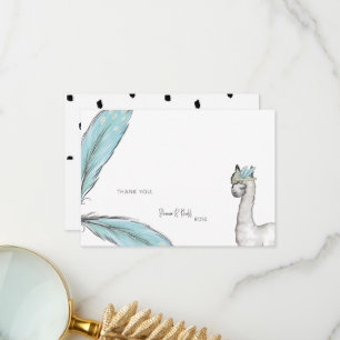 Cartão De Agradecimento Chá de fraldas bonito Boho Llama White