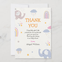 Cartão De Agradecimento Chá de fraldas Bonito De Raparigas Arco-Íris Obrig