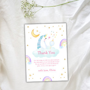 Cartão De Agradecimento Chá de fraldas Bonito Moderno Rainbow Moon Star Un
