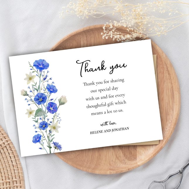 Cartão De Agradecimento Chá de fraldas Botânico Russo Moderno de Flores Se (Wildflower Modern Rustic Botanical Baby Shower Thank You Card)