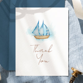 Cartão De Agradecimento Chá de fraldas Branco da Aventura Náutica