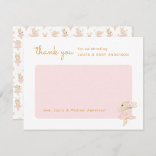 Cartão De Agradecimento Chá de fraldas Bunny Ballerina