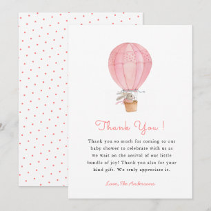 Cartão De Agradecimento Chá de fraldas Bunny Girl Obrigado