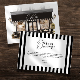 Cartão De Agradecimento Chá de fraldas Café Bébé Black & White Paris