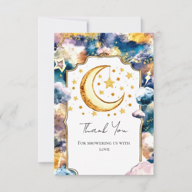 Cartão De Agradecimento Chá de fraldas Celestial de Estrela Celestial Simp (Frente)