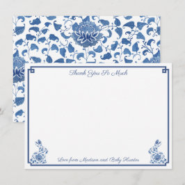 Cartão De Agradecimento Chá de fraldas Chinoiserie Blue E White Boy