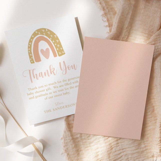 Cartão De Agradecimento Chá de fraldas Cinza-Arco-Íris Minimizado (Criador carregado)