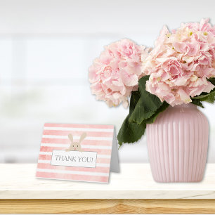 Cartão De Agradecimento Chá de fraldas Cinza Rosa